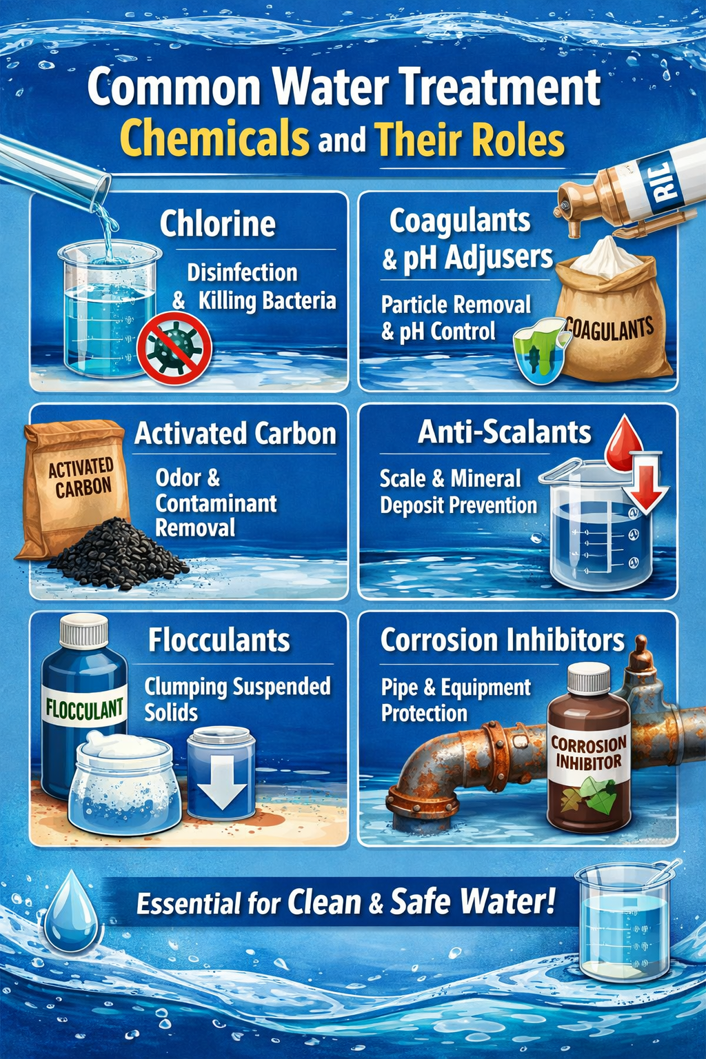 Common Water Treatment Chemicals and Their Roles
